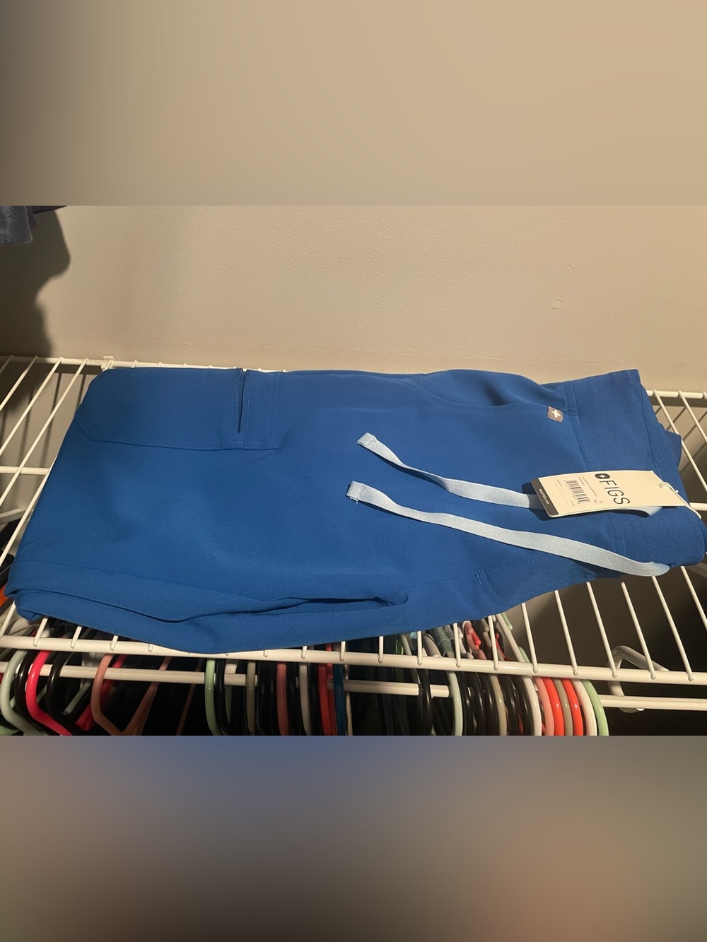 Figs Royal Blue Jogger Pants with Light Blue Drawstrings